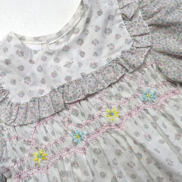 Vintage Princess Anne Dress Girls Size 6 Floral Smocked - Picture 2 of 8